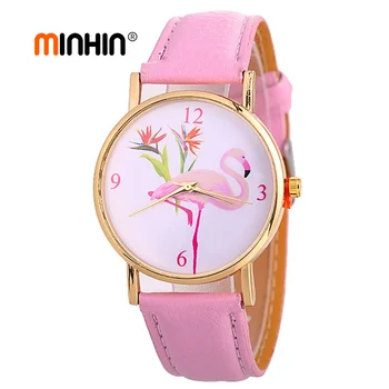MINHIN New Fashion Women's Watches Wristbands PU Leather Bracelet Flamingo Pattern Gold Watches Quartz Watch Femme Reloj
MINHIN New Fashion Women's Watches Wristbands PU Leather Bracelet Flamingo Pattern Gold Watches Quartz Watch Femme Reloj