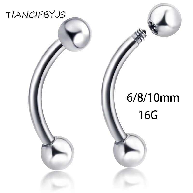 TIANCIFBYJS Eyebrow ring Fashion Body Piercing Jewelry 16G Bar 6mm 8mm 10mm 316L Stainless Steel curve Banana Nose Rings Tragus
TIANCIFBYJS Eyebrow ring Fashion Body Piercing Jewelry 16G Bar 6mm 8mm 10mm 316L Stainless Steel curve Banana Nose Rings Tragus
