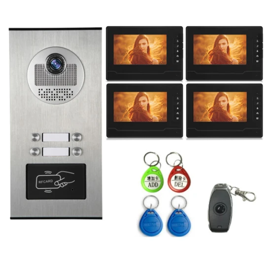 Apartment Building Intercom Video Door Phone/Doorbell with 7 Inch LCD Monitor (Direct Button Outdoor Camera For 4 Apartments)
Apartment Building Intercom Video Door Phone/Doorbell with 7 Inch LCD Monitor (Direct Button Outdoor Camera For 4 Apartments)