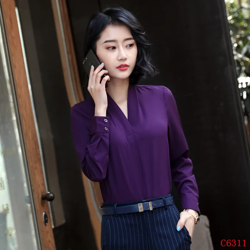 Spring Fall Fashion Shirts Women Work Blouses Purple Long Sleeve Casual Ladies Office Uniform Blouses and Tops Female
Spring Fall Fashion Shirts Women Work Blouses Purple Long Sleeve Casual Ladies Office Uniform Blouses and Tops Female