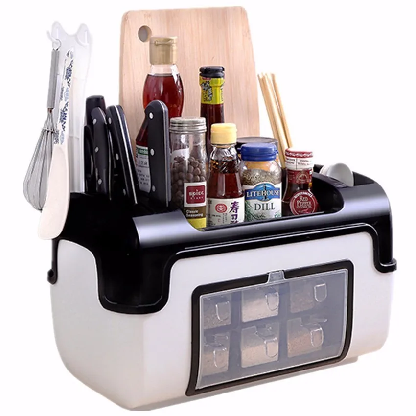Household kitchen Multi-function Storage Box Combination Plastic Storage Seasoning Bottle Set Spice Rack Chopsticks Knife Box
Household kitchen Multi-function Storage Box Combination Plastic Storage Seasoning Bottle Set Spice Rack Chopsticks Knife Box