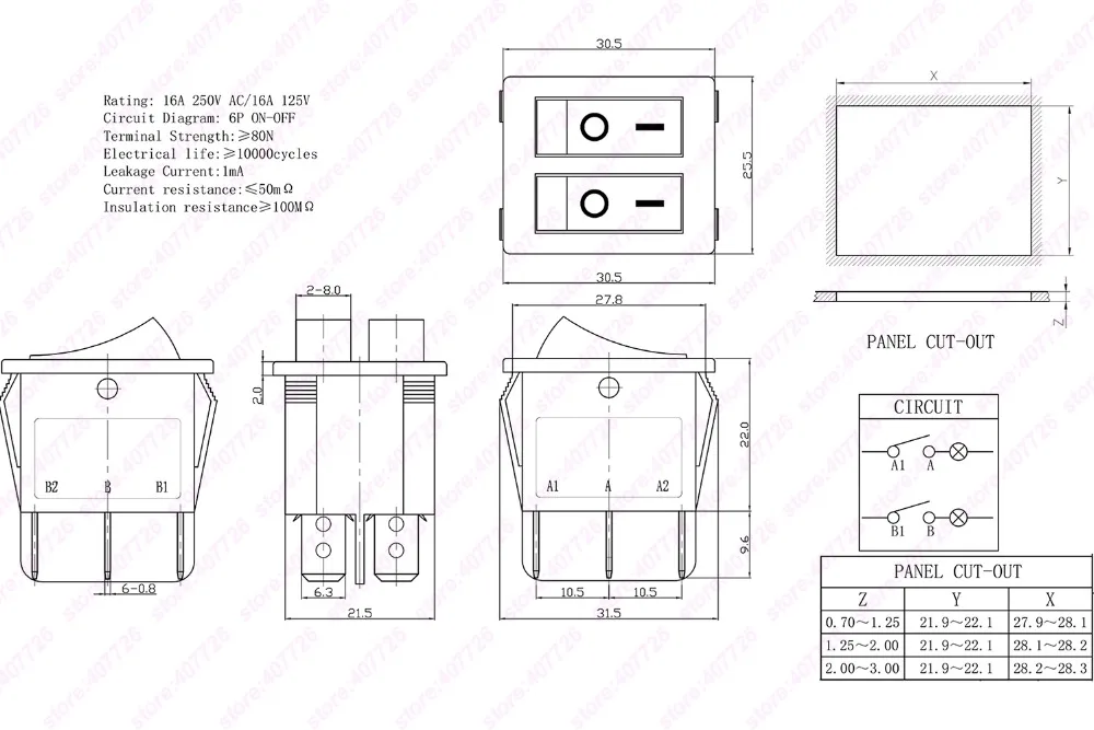 1pc Kcd8 6pin Double Rocker Switch On Off Seesaw Boat Power Switch With 220v Red Green Light 25mm X 30 5mm With Waterproof Cap
