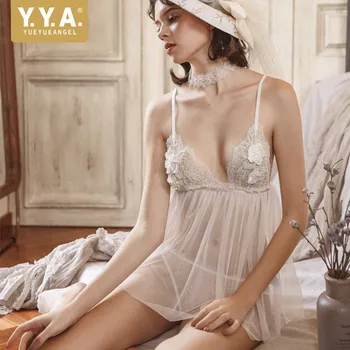 Brand Luxury Womens Embroidery Floral Pyjama Set Sexy V-Neck Mesh Suspender Nightgown Female Slim Fit Nightwear Sets
Brand Luxury Womens Embroidery Floral Pyjama Set Sexy V-Neck Mesh Suspender Nightgown Female Slim Fit Nightwear Sets