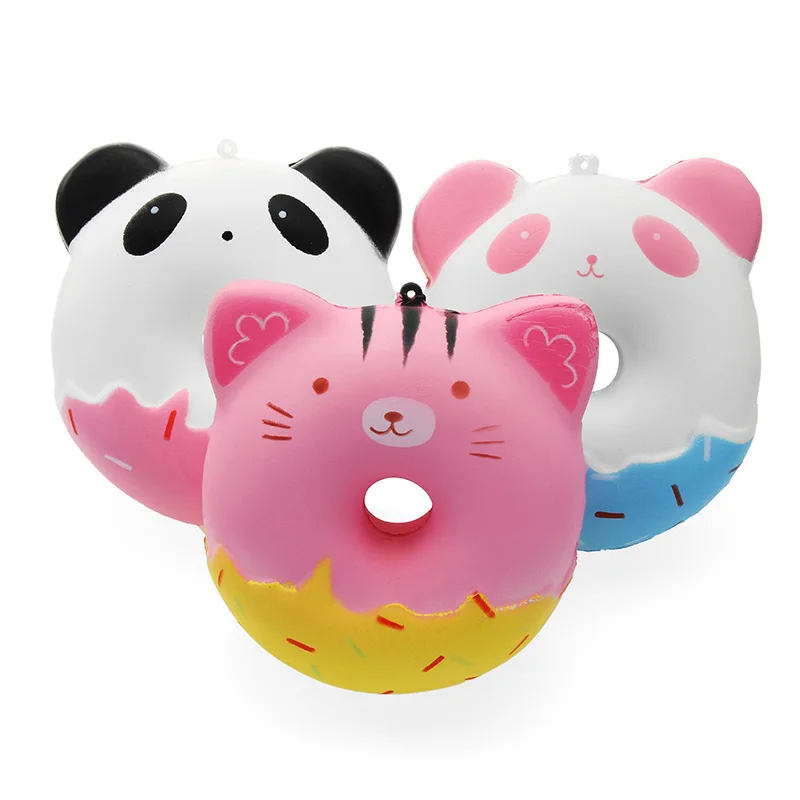 

Kawaii squishy donut Panda Cats Doughnut Jumbo for Squishy toy Phone Straps Slow Rising Kids Gift Soft Squishies Keychain layand