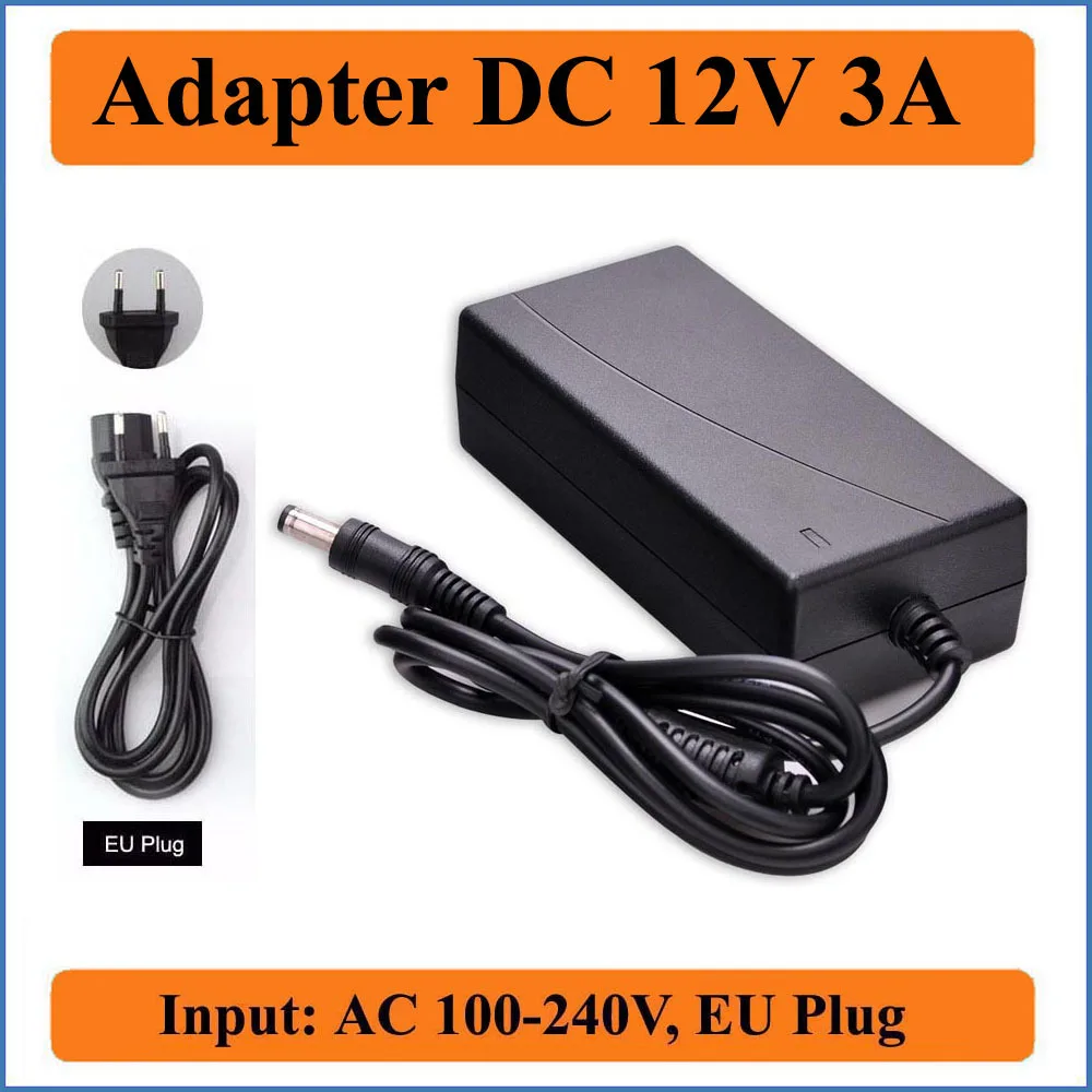 12V 3A EU Plug AC DC Adapter AC 100-240V Converter to DC 12V 36W Power Supply Charger for LED strip Light or LCD Monitor
12V 3A EU Plug AC DC Adapter AC 100-240V Converter to DC 12V 36W Power Supply Charger for LED strip Light or LCD Monitor