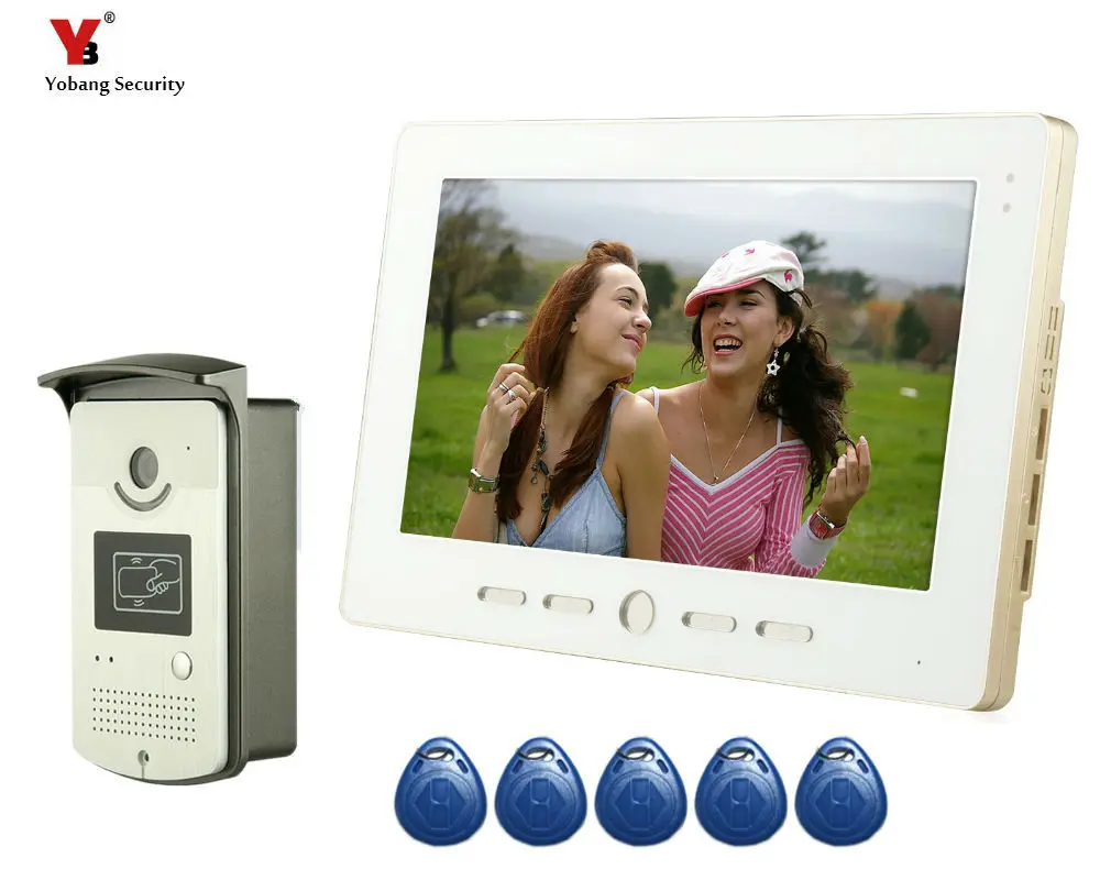 Фото YoBang Security 10" Video Intercom Door Phone System With 1 Monitor 5 RFID Card Reader HD Doorbell Camera In Stock Wholesale |
