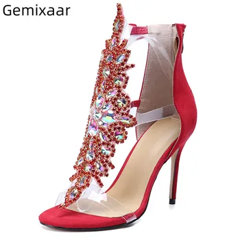 Jeweled Colorful Flower Gladiator Sandals Women Thin High Heels Cover Heels Back Zip Luxury Suede Transparent PVC Sandalias
Jeweled Colorful Flower Gladiator Sandals Women Thin High Heels Cover Heels Back Zip Luxury Suede Transparent PVC Sandalias