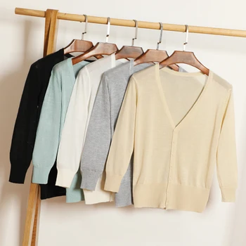 15 Colors Summer Female Knit Thin Cardigan Sweater Coat Short Female Knitted Jacket Women
15 Colors Summer Female Knit Thin Cardigan Sweater Coat Short Female Knitted Jacket Women