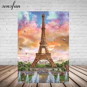 Fairy Rainbow Paris Eiffel Tower Backdrop Photo Both Hot Air Balloon Colorful Clouds Backgrounds For Photo Studio 5x7FT
Fairy Rainbow Paris Eiffel Tower Backdrop Photo Both Hot Air Balloon Colorful Clouds Backgrounds For Photo Studio 5x7FT