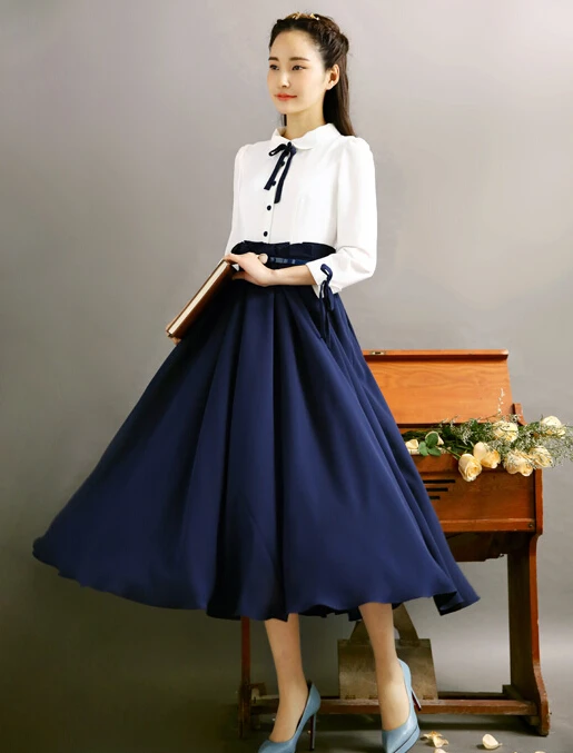 Free Shipping High Quality Retro Peter Pan Collar Bowknot Color Block Woman A Patterned Chiffon Long Dress
Free Shipping High Quality Retro Peter Pan Collar Bowknot Color Block Woman A Patterned Chiffon Long Dress