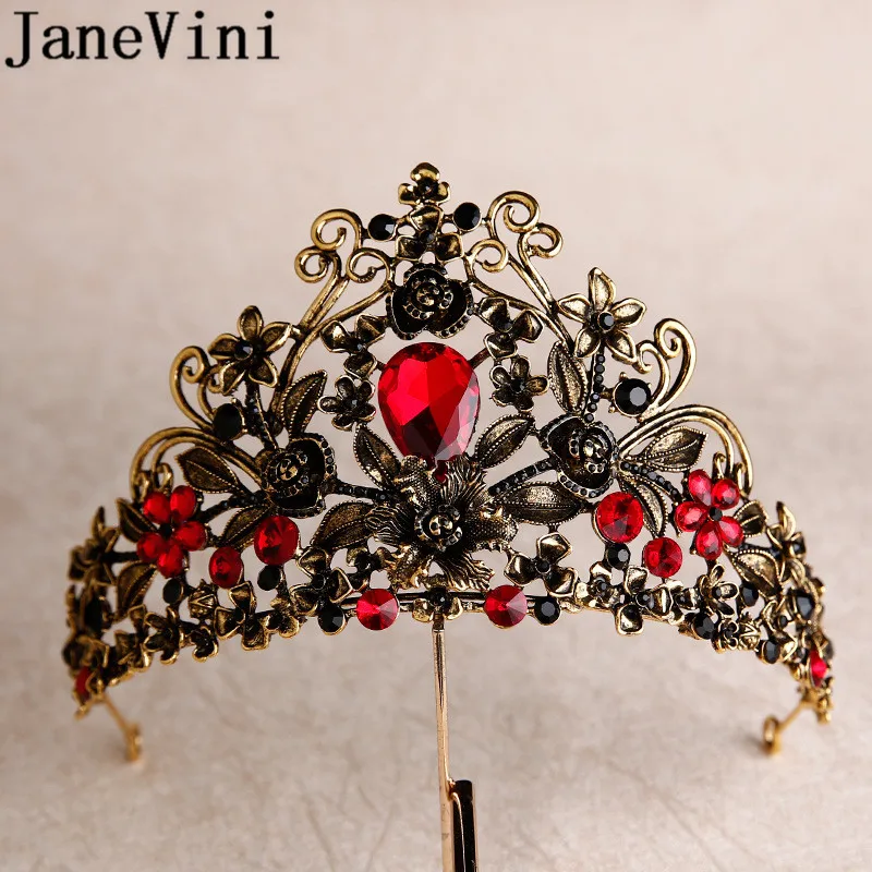 JaneVini Vintage Gothic Bride Tiaras Crowns Baroque Red Black Crystals Women Wedding Bridal Headband Rhinestone Hair Accessories
JaneVini Vintage Gothic Bride Tiaras Crowns Baroque Red Black Crystals Women Wedding Bridal Headband Rhinestone Hair Accessories