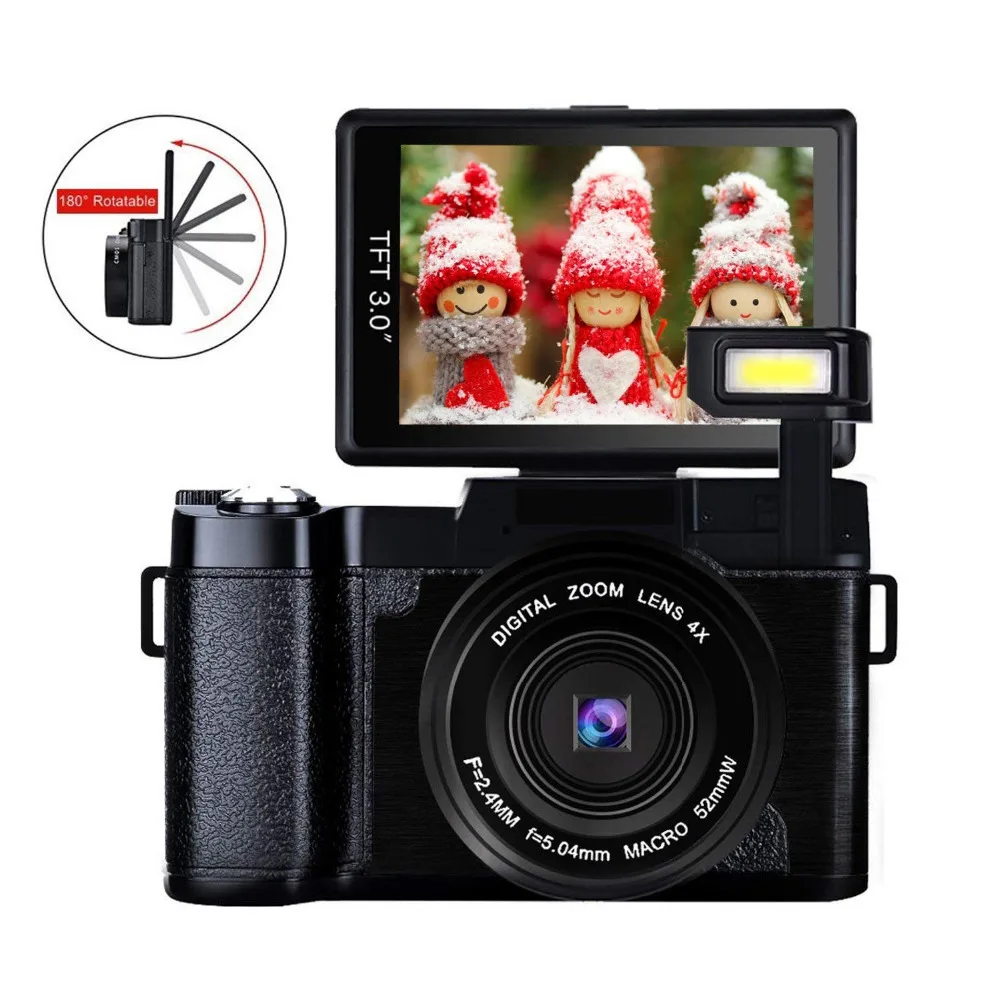 Цифровой Камера видеоблоге Full HD 1080 P 24.0MP видеокамера Vlogging с 3 0 дюймов флип Экран