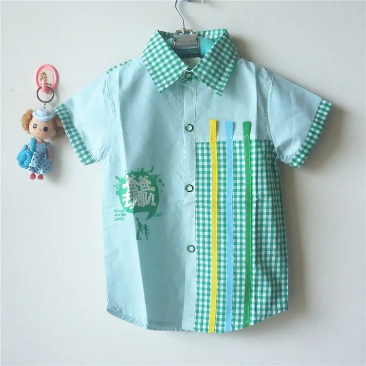 Розничная продажа детская одежда клетчатая рубашка для мальчиков летние топы