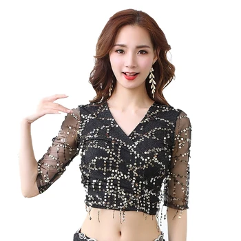2019 New Women Dance Wear Costume Accessories Elastic Mesh Base with Sequins Fringes Belly Dance Shinny Tops Class Wear
2019 New Women Dance Wear Costume Accessories Elastic Mesh Base with Sequins Fringes Belly Dance Shinny Tops Class Wear