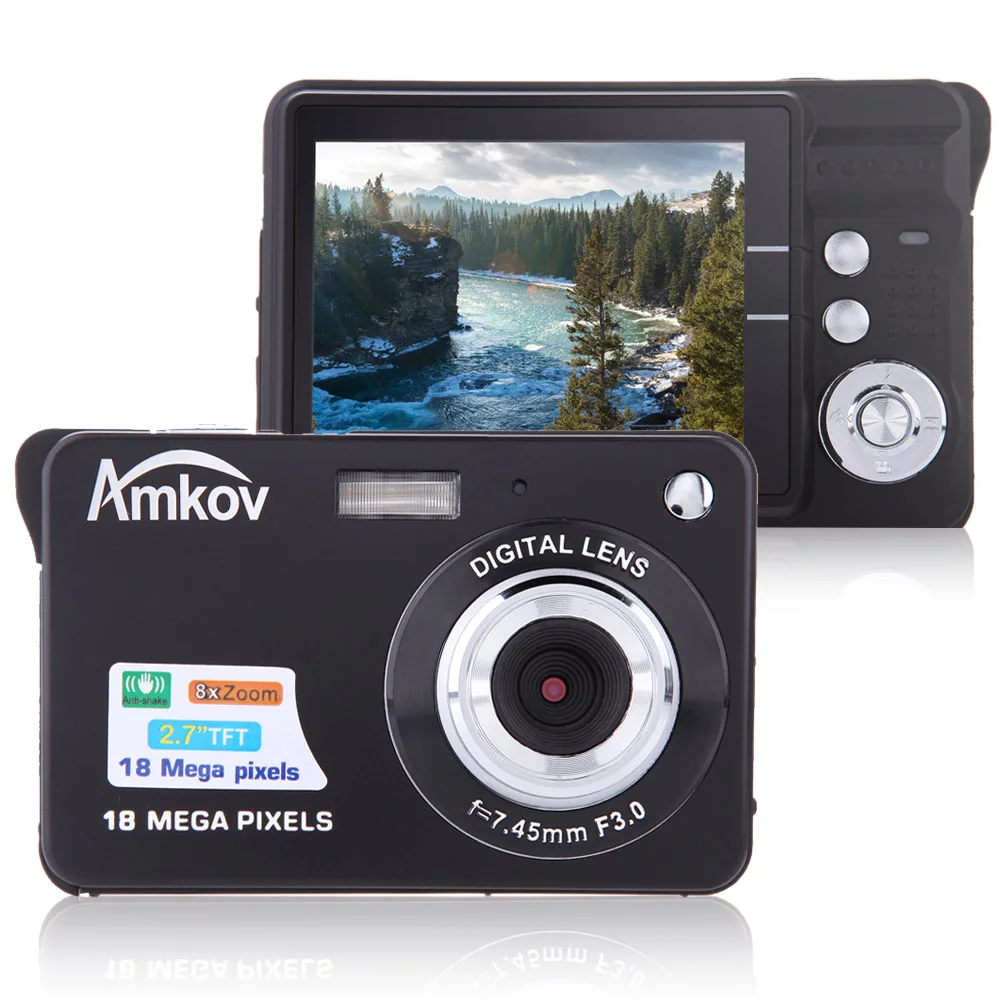 

Amkov CDC32 2.7" TFT HD Mini Digital Camera 18MP 8x Zoom Video Camera Smile Capture Mini Camera Anti-shake Digital Camcorder