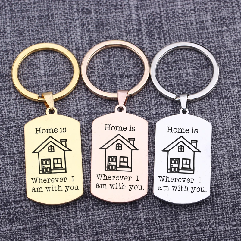 New Marriage Couple Car Keychain Home Is Where I am With You Dog Tag Keyrings Pendant Engraved Key Holder Accessories Keytag
New Marriage Couple Car Keychain Home Is Where I am With You Dog Tag Keyrings Pendant Engraved Key Holder Accessories Keytag