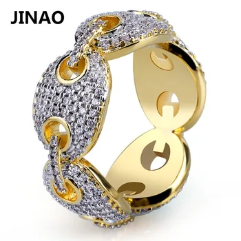 JINAO Hip Hop Ring Iced Out Micro Pave Zircon Chain Link Ring Gold Color Plated Bling Jewelry for Men Women With 8,9,10,11 Size
JINAO Hip Hop Ring Iced Out Micro Pave Zircon Chain Link Ring Gold Color Plated Bling Jewelry for Men Women With 8,9,10,11 Size