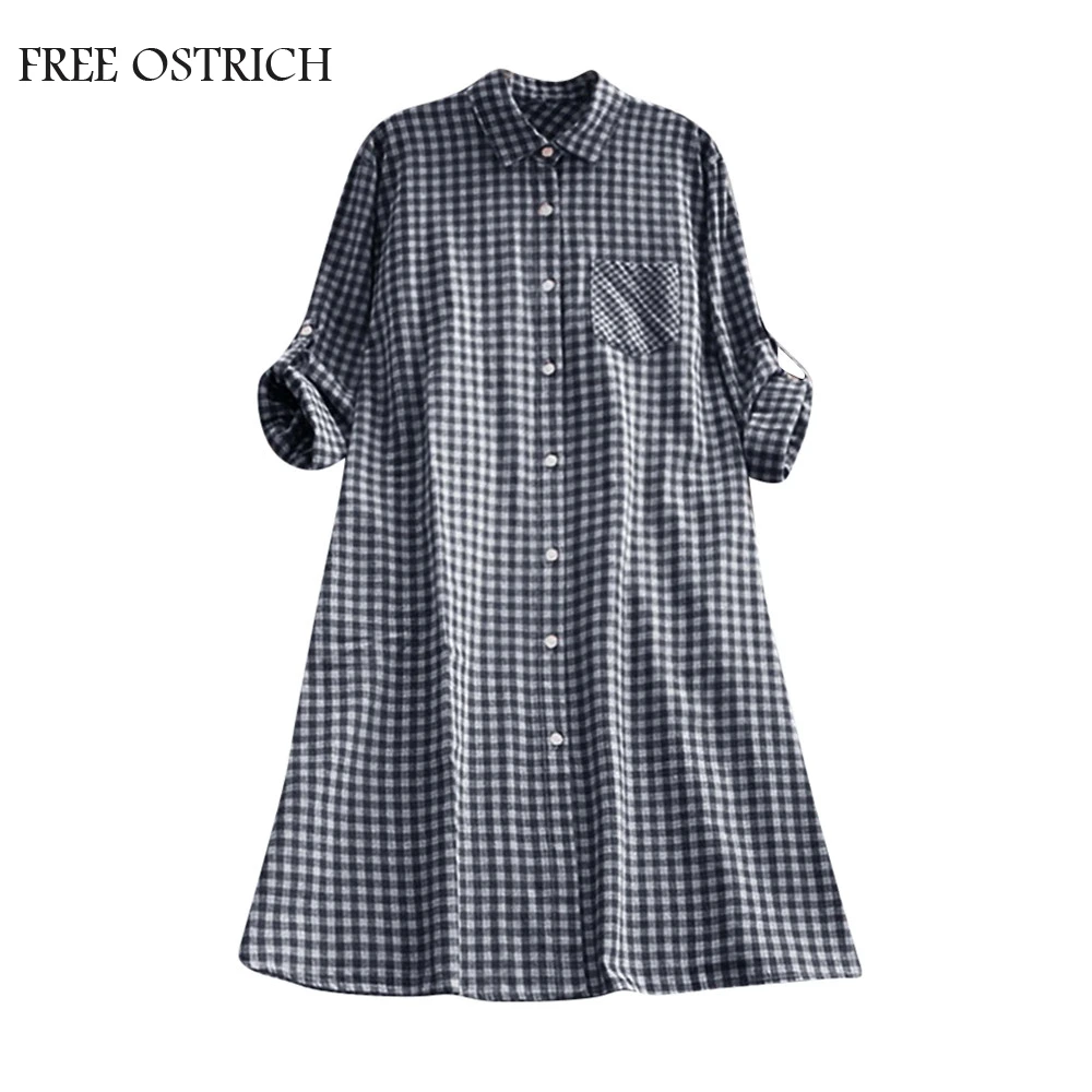 FREE OSTRICH Casual Women's Plus Size Autumn Plaid Tunic Button Down Long Sleeve Gown Stand Pocket Shirt Dress
FREE OSTRICH Casual Women's Plus Size Autumn Plaid Tunic Button Down Long Sleeve Gown Stand Pocket Shirt Dress