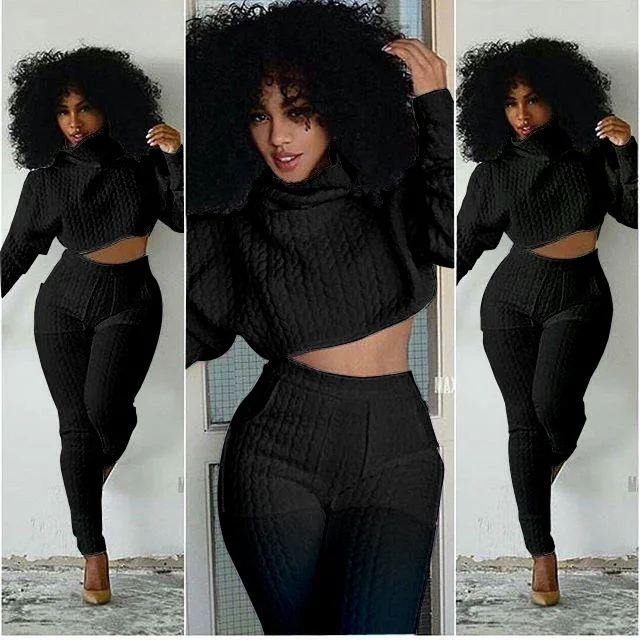Women Two Pieces Set Knit Fitted Crop Tops Casual Suits 2 piece set for women top two pcs sets Fashion Jogger Set Lounge  S-XXL