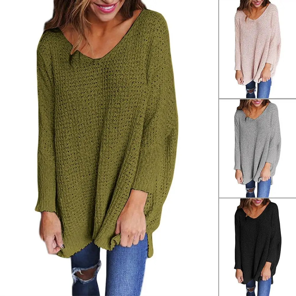 Women's Casual Sexy Solid Color V-neck Sweater European and American Style Loose Large Size Sweater Multicolor
Women's Casual Sexy Solid Color V-neck Sweater European and American Style Loose Large Size Sweater Multicolor