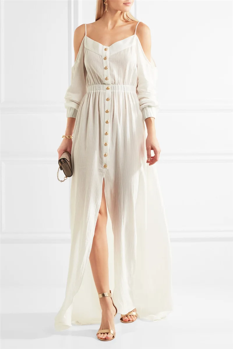 European and American Dresses Joy Ode Andy Liu Tao The Same Holiday Sexy Sling Open Shoulder Fork Elegant Dress Women 2019
European and American Dresses Joy Ode Andy Liu Tao The Same Holiday Sexy Sling Open Shoulder Fork Elegant Dress Women 2019