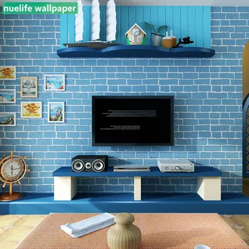 Mediterranean blue brick pattern non-woven wallpaper living room dining room kids room sofa TV background wall paper
Mediterranean blue brick pattern non-woven wallpaper living room dining room kids room sofa TV background wall paper