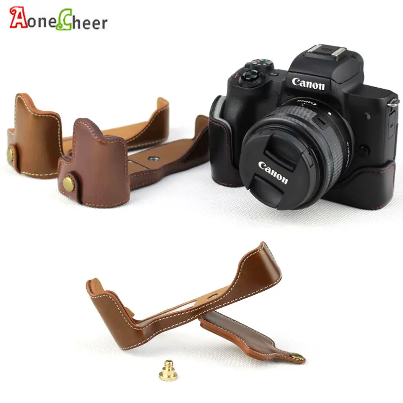 PU Leather Camera Protective Half-body Bag Case for Canon M50 with Battery Opening Leather Base Button Digital Cam Accessories 
PU Leather Camera Protective Half-body Bag Case for Canon M50 with Battery Opening Leather Base Button Digital Cam Accessories