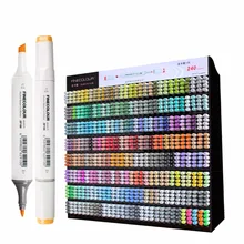 Finecolour 240 cores completas gráficos esboço arte marcadores ef100 twin cabeça álcool baseado desenho caneta escova(China)