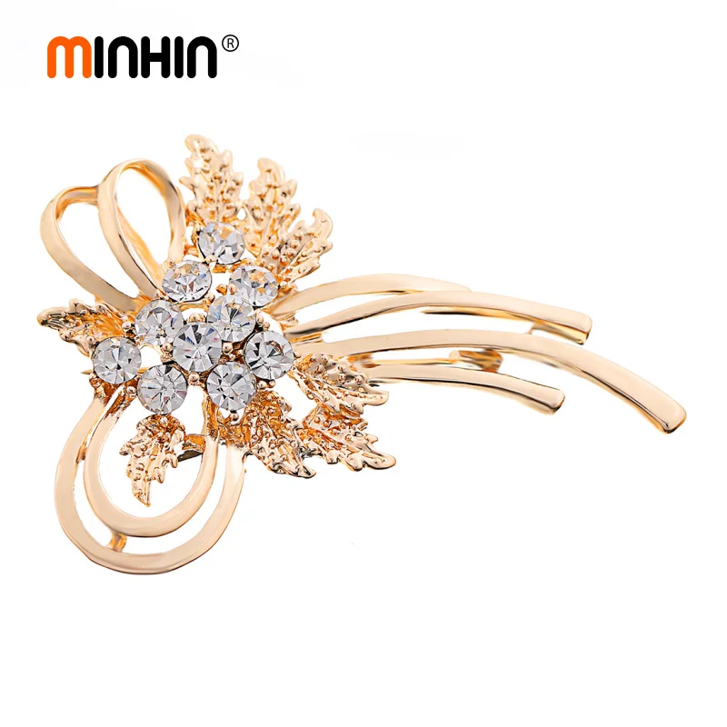 MINHIN Women Gold Color Bow Brooch Shinning Synthetic Rhinestone Decoration Banquet Accessory Beautiful Corsage Brooch
MINHIN Women Gold Color Bow Brooch Shinning Synthetic Rhinestone Decoration Banquet Accessory Beautiful Corsage Brooch