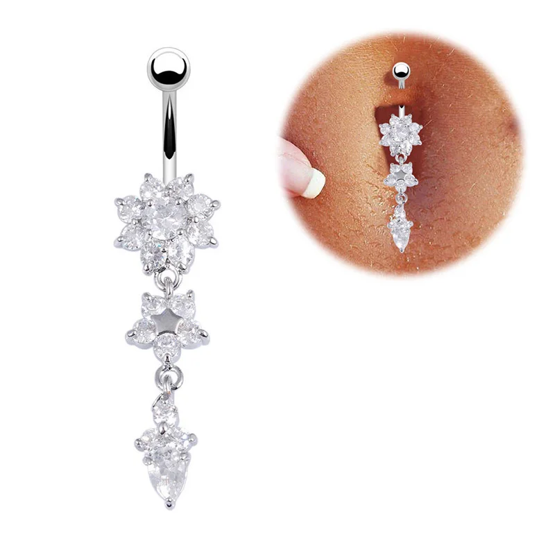 1pcs Hot Sale White Crystal Rhinestone Flower Dangle Silver Navel Belly Button Barbell Ring Body Piercing
1pcs Hot Sale White Crystal Rhinestone Flower Dangle Silver Navel Belly Button Barbell Ring Body Piercing