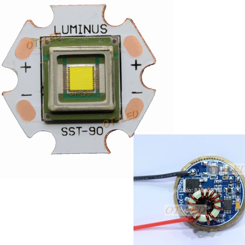 

1PCS Luminus SBT-90 30W LED Emitter 2500LM White 6500K Module PCB 20mm Copper +SBT-90 LED Driver Board