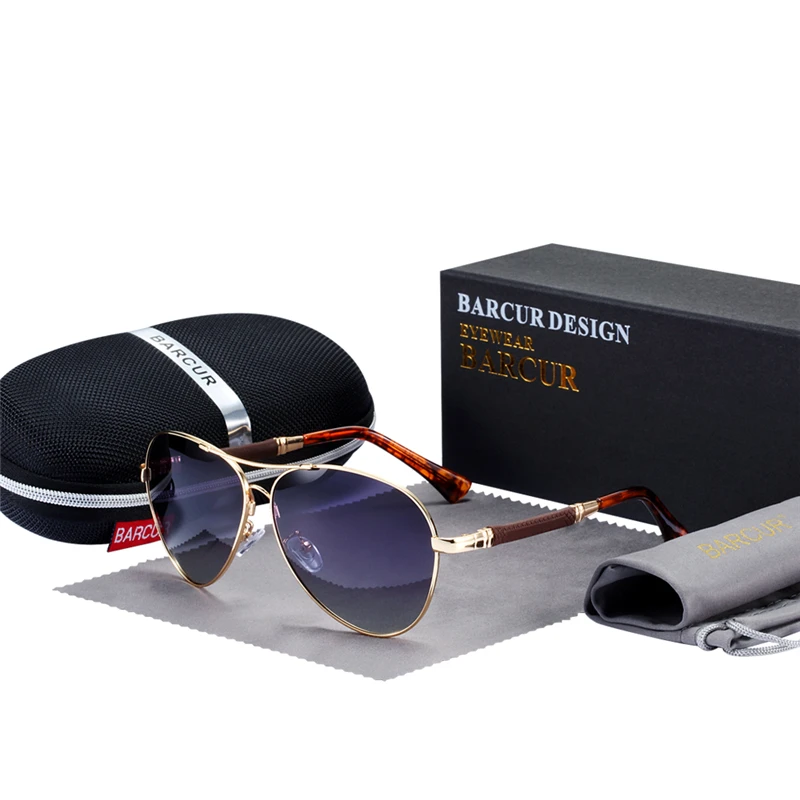BARCUR Titanium Alloy Pilot Sunglasses Polarized Men's Women's