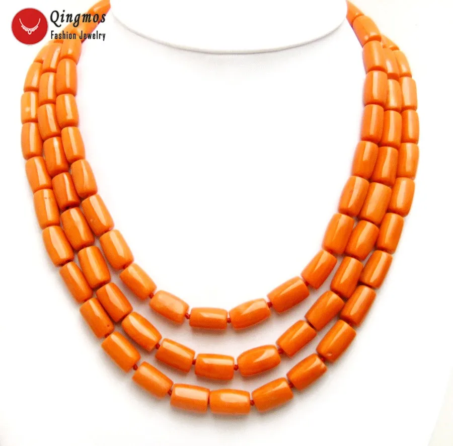 Qingmos Natural Orange Coral 3 Strands Necklace for Women with Genuine 10-12mm Thick Slice Coral Chokers Necklace 18" Jewelry
Qingmos Natural Orange Coral 3 Strands Necklace for Women with Genuine 10-12mm Thick Slice Coral Chokers Necklace 18" Jewelry