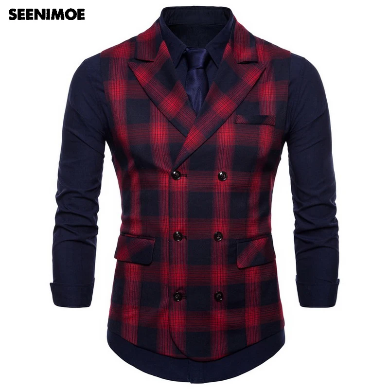 Seenimoe Mens Formal Blazer vests Casual Stripe Double Breasted V-neck Fashion Vest M-4XL Male England Style Vests Drop Shipping
Seenimoe Mens Formal Blazer vests Casual Stripe Double Breasted V-neck Fashion Vest M-4XL Male England Style Vests Drop Shipping