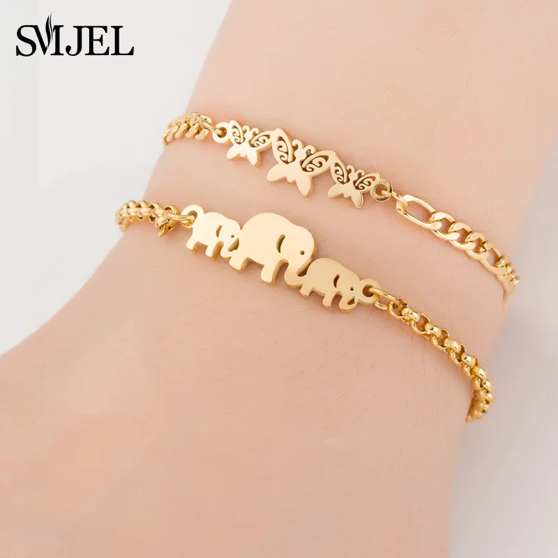 SMJEL Hot Stainless Steel Bracelet for Women Lovely Animal Butterfly Elephant Strand Bracelets Bangles Jewelry Accessories
SMJEL Hot Stainless Steel Bracelet for Women Lovely Animal Butterfly Elephant Strand Bracelets Bangles Jewelry Accessories
