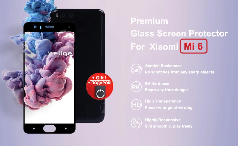 Velige Full Cover Tempered Glass For Xiaomi Mi6 Mi 6 M6 Pro Prime Screen Protector 9H Ultra Thin Protective Glass Film (5)