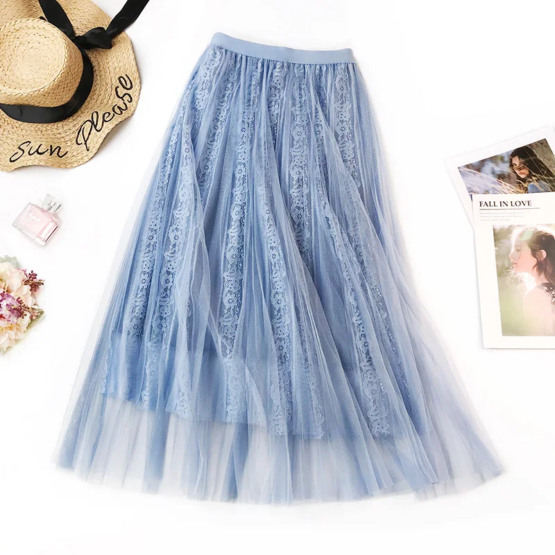 Floral Embroidery A-line Tutu Lace Mesh Skirt Women Elegant Tulle Long Pleated Skirt Women Midi Skirt Summer Hot Sale
Floral Embroidery A-line Tutu Lace Mesh Skirt Women Elegant Tulle Long Pleated Skirt Women Midi Skirt Summer Hot Sale