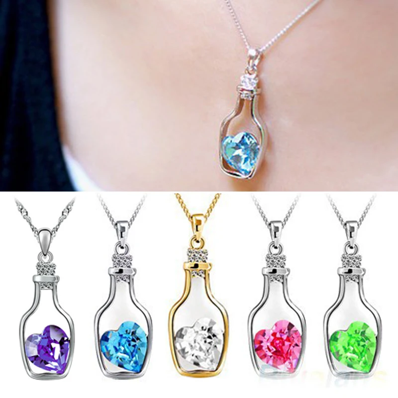 2016 Fashion Romantic Drifting Bottle Pendant Clavicle Chain Big Crystal Rhinestone love Charms Gift
2016 Fashion Romantic Drifting Bottle Pendant Clavicle Chain Big Crystal Rhinestone love Charms Gift
