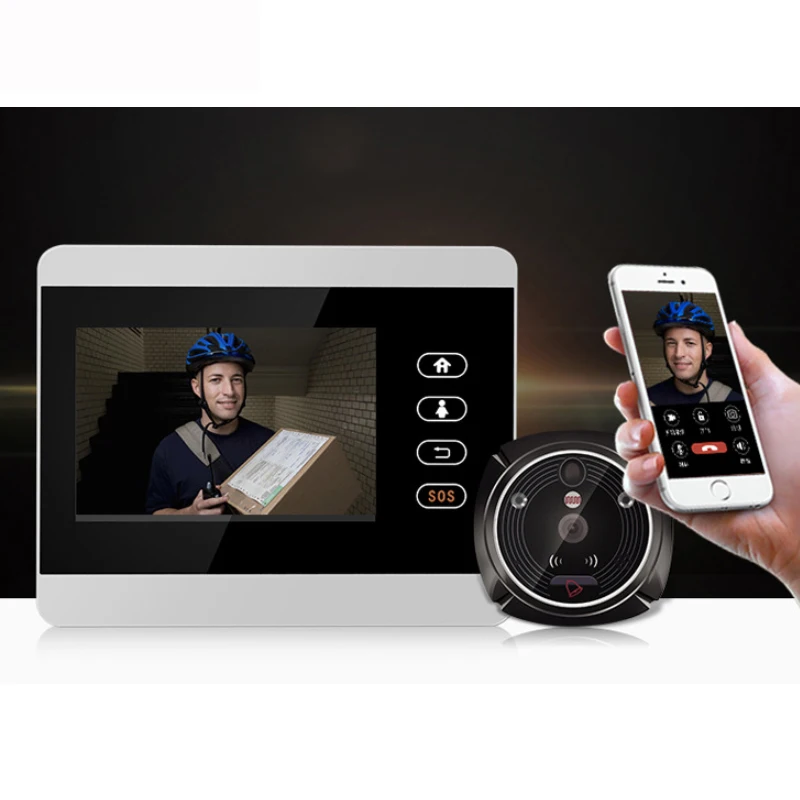 4" TFT WiFi Video Call GSM GPRS Peephole 1080P Camera Intercom System Doorbell Wireless Viewer Doorphone SMS Motion Alarm
4" TFT WiFi Video Call GSM GPRS Peephole 1080P Camera Intercom System Doorbell Wireless Viewer Doorphone SMS Motion Alarm