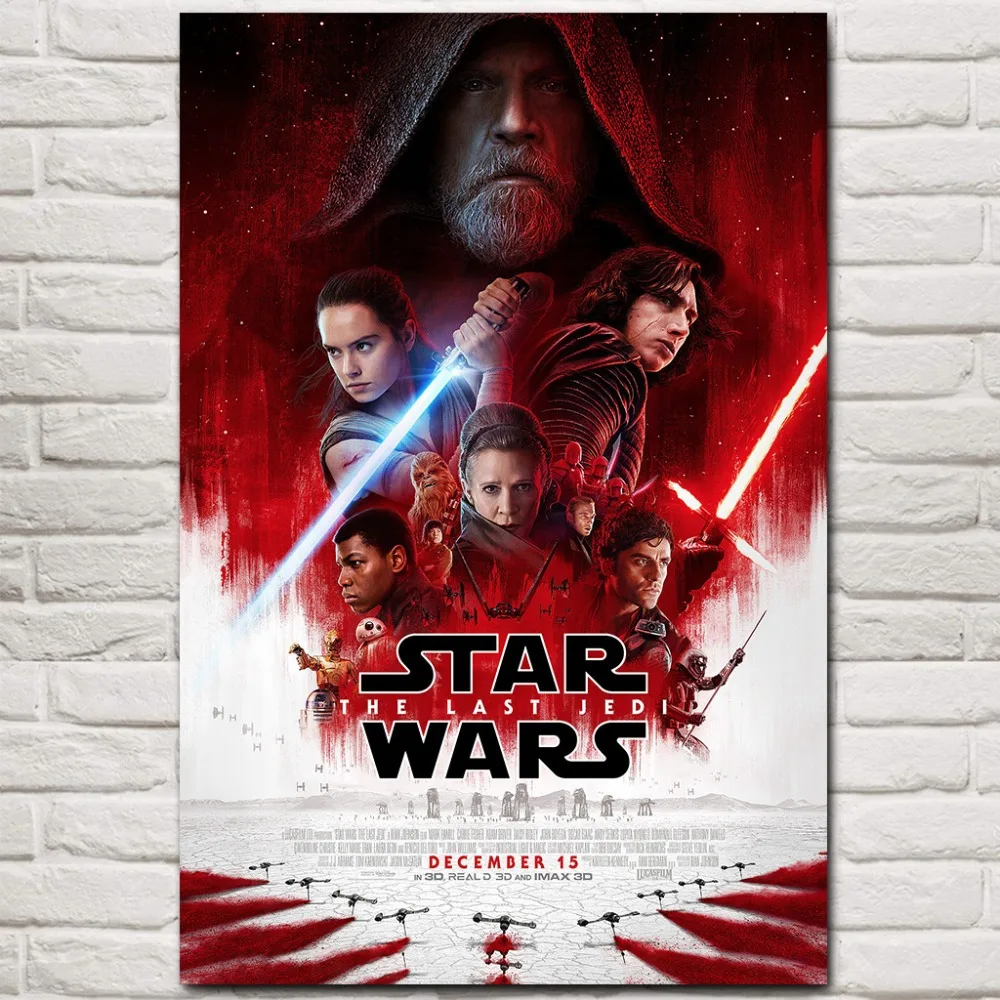 Rey Daisy Ridley Star Wars VIII The Last Jedi Movie Wall Art Silk Fabric Poster