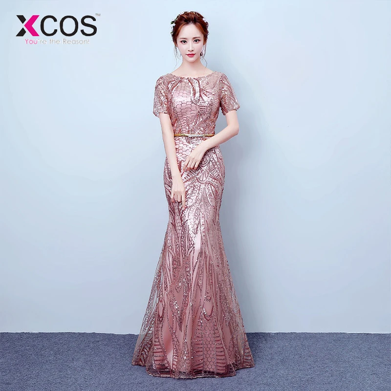 XCOS Pink Gold Red Purple Four Colors See-through Back Sequins Party Formal Dress Short Sleeve Sexy Long Evening Dresses
XCOS Pink Gold Red Purple Four Colors See-through Back Sequins Party Formal Dress Short Sleeve Sexy Long Evening Dresses