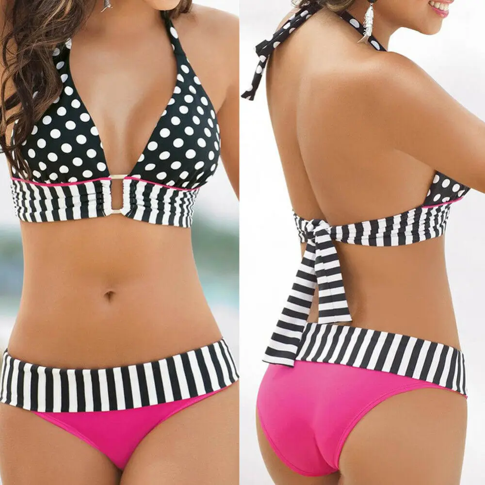 New Sexy Female Bikinis Set Push Up Swimwear Women Strap Bandage Dots Striped Stitching Swimsuit Bathing Suits Summer Beachwear
New Sexy Female Bikinis Set Push Up Swimwear Women Strap Bandage Dots Striped Stitching Swimsuit Bathing Suits Summer Beachwear