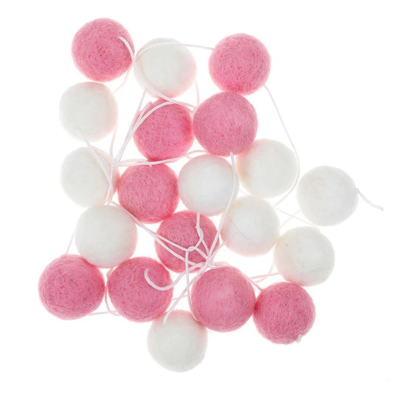 2018 Wool Felt Ball Handmade Pom Garland String Hanging Ornaments Kids Room Decor 3 Colors