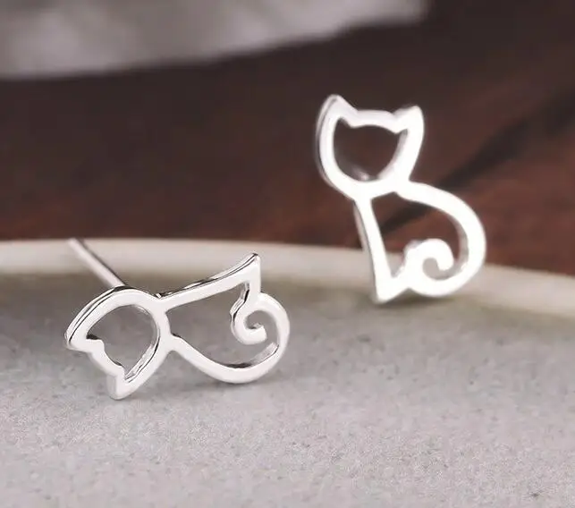 925 Sterling Silver Cat Earrings Simple Kitty Stud Earrings Sterling Silver Jewelry Brincos Pequenos-M6-18
925 Sterling Silver Cat Earrings Simple Kitty Stud Earrings Sterling Silver Jewelry Brincos Pequenos-M6-18