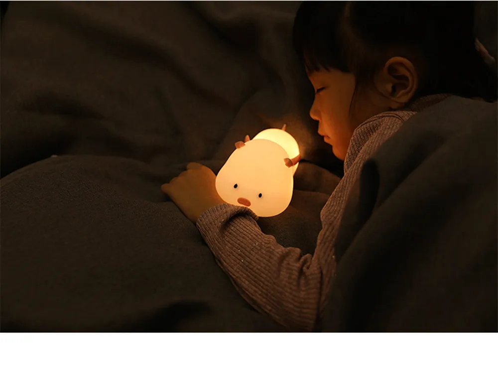 SuperNight Cute Pig LED Night Light Colorful Timing Dimmable Magnetic USB Silicone Bedroom Bedside Lamp for Children Kids Baby (1)