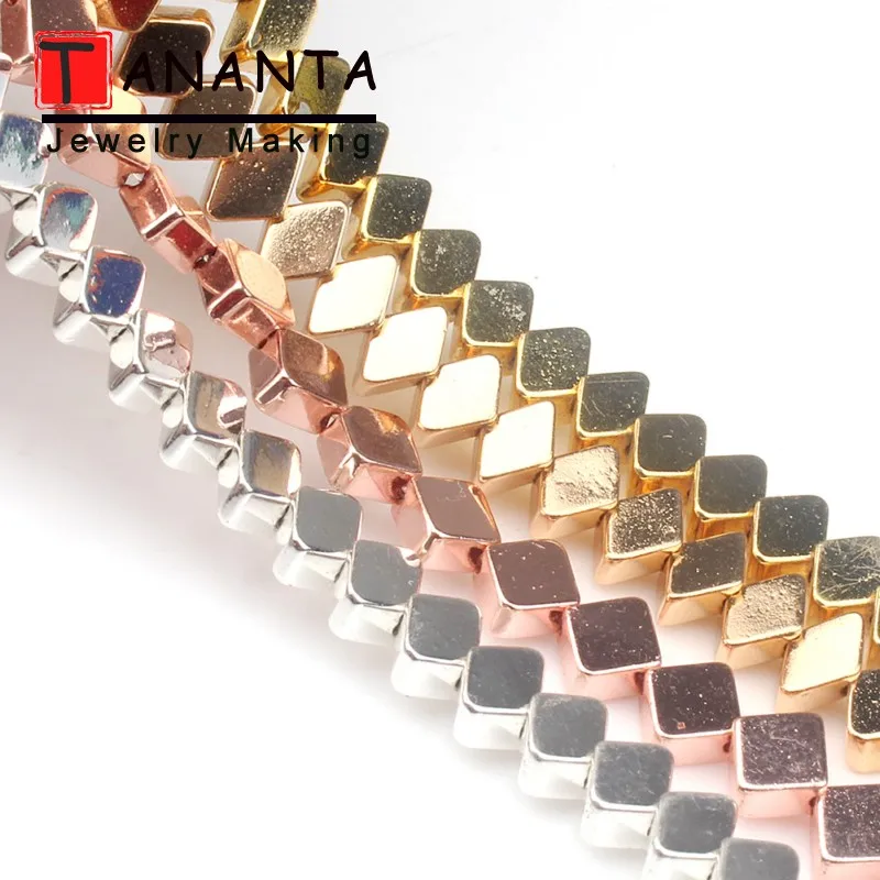 Wholesale Plating Rhombus Rose Gold Silver Hematite Rhombic 6x4 mm Stone Beads For Jewelry Making Diy Necklace Bracelets 15 inch
Wholesale Plating Rhombus Rose Gold Silver Hematite Rhombic 6x4 mm Stone Beads For Jewelry Making Diy Necklace Bracelets 15 inch