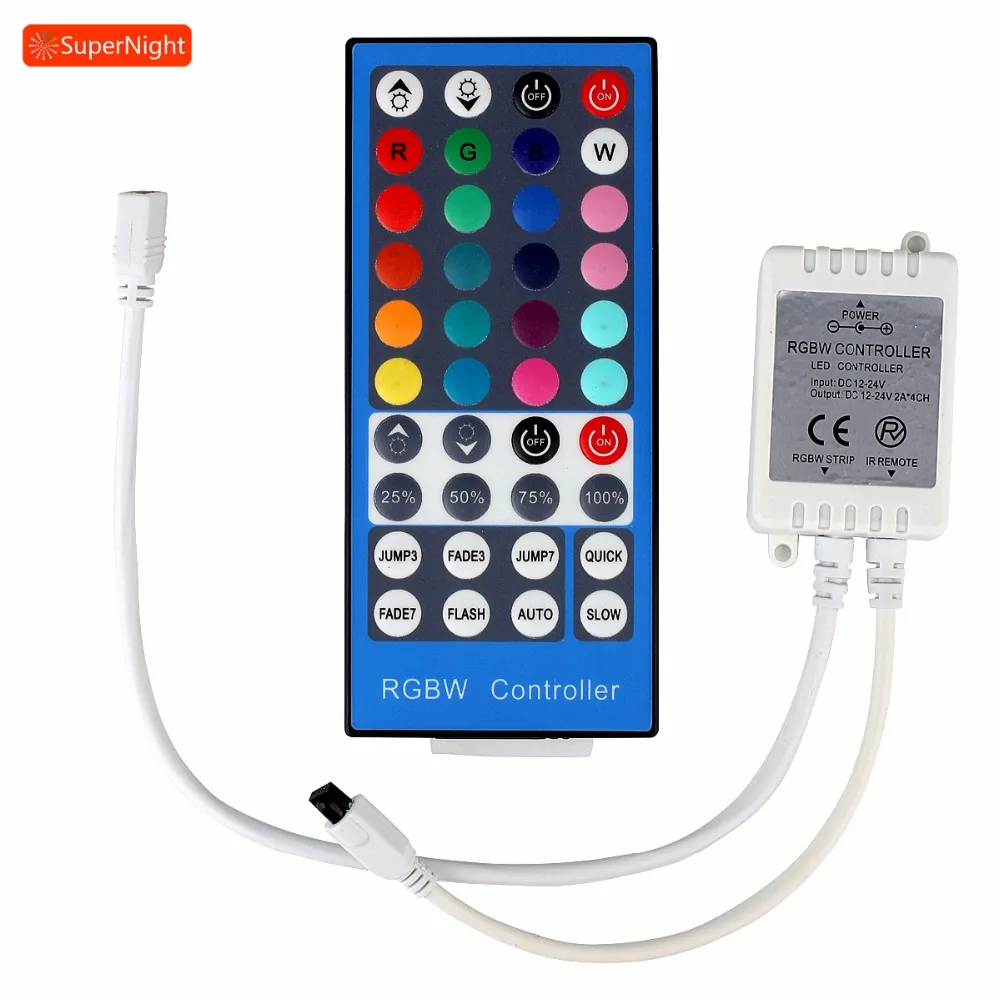 Wireless RGBW LED Controller Dimmer DC 12V 24V 20 Colors 8 Modes Dimmable 40 Keys IR Remote Controller for RGBW LED Strip Lights
Wireless RGBW LED Controller Dimmer DC 12V 24V 20 Colors 8 Modes Dimmable 40 Keys IR Remote Controller for RGBW LED Strip Lights