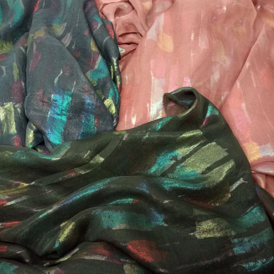 chiffon bronzing fabric 30D thin fabric soft colored bronzed breathable DIY dress fabric 100cm*150cm
chiffon bronzing fabric 30D thin fabric soft colored bronzed breathable DIY dress fabric 100cm*150cm
