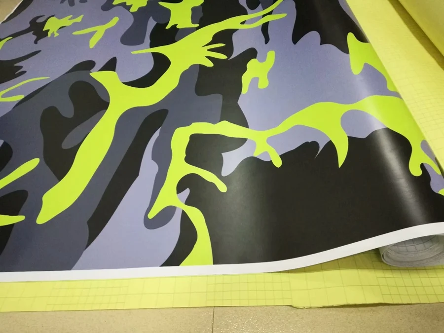 fluorescent yellow camo vinyl car wrapping sticker film foil (1)