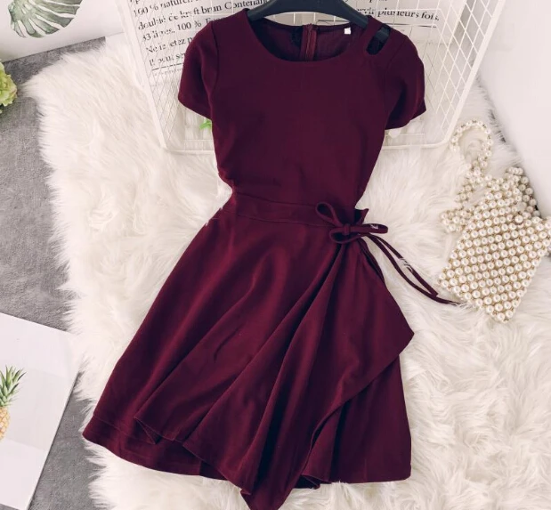 Women's spring summer short sleeve O-neck A-Line Hollow out dress female casual belt dress TB1039
Women's spring summer short sleeve O-neck A-Line Hollow out dress female casual belt dress TB1039